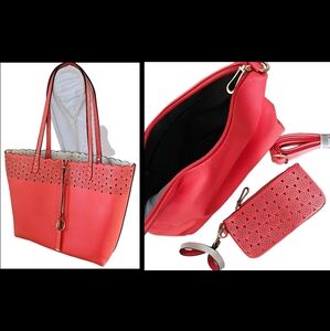 New! Laser cut tote bag with insert and wristlet